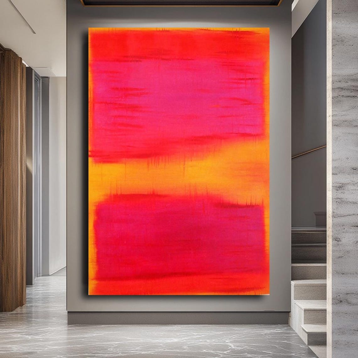 Mark Rothko Style Hot Pink Orange Sunset Abstract Color Field Poster - Image 3
