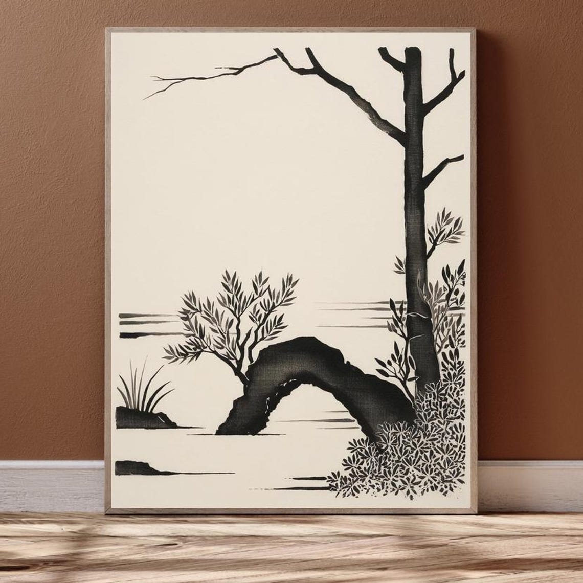Japandi Minimalist Japanese Ink Landscape Art Print