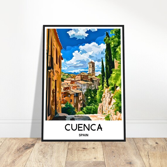 Cuenca Travel Print Poster Spanish Art Spain Lover Gift Wall Hanging City Illustration Home Office Room Decor