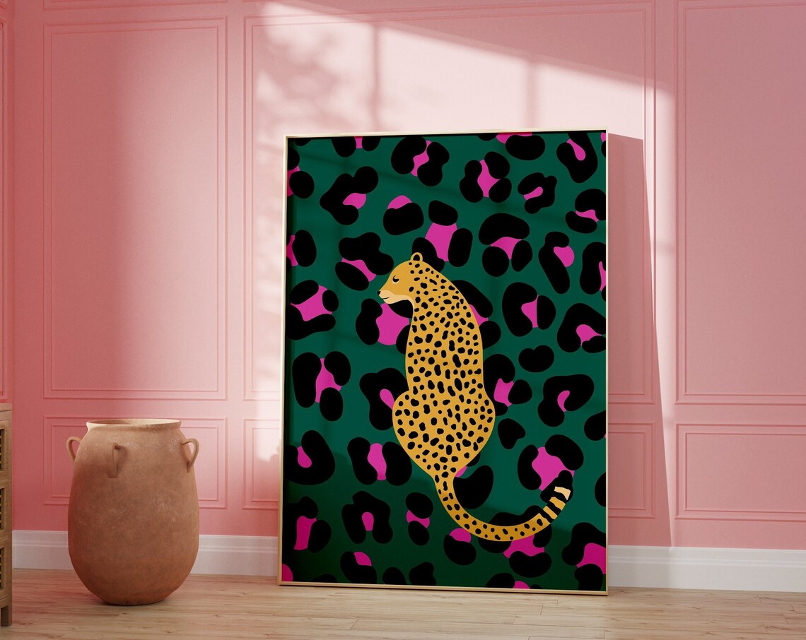 Cheetah Leopard Print Animal Illustration Poster