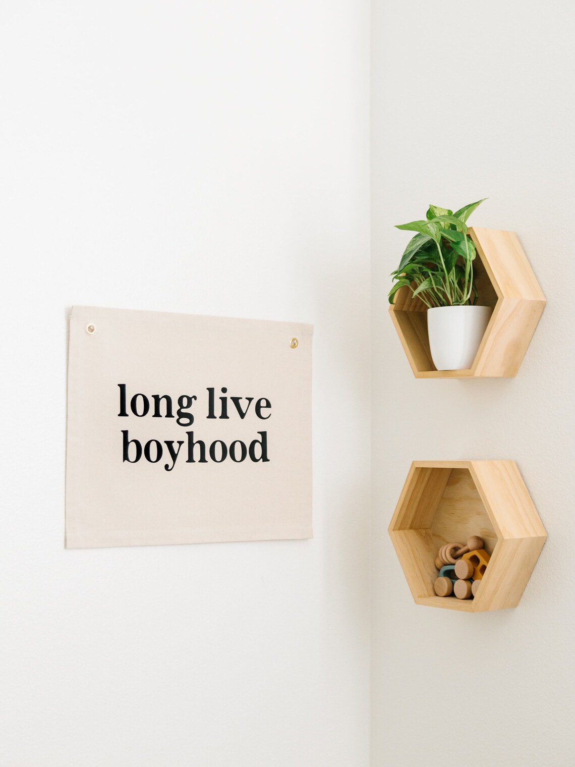 Long Live Boyhood Nursery Wall Hanging, Neutral Decor - Image 3