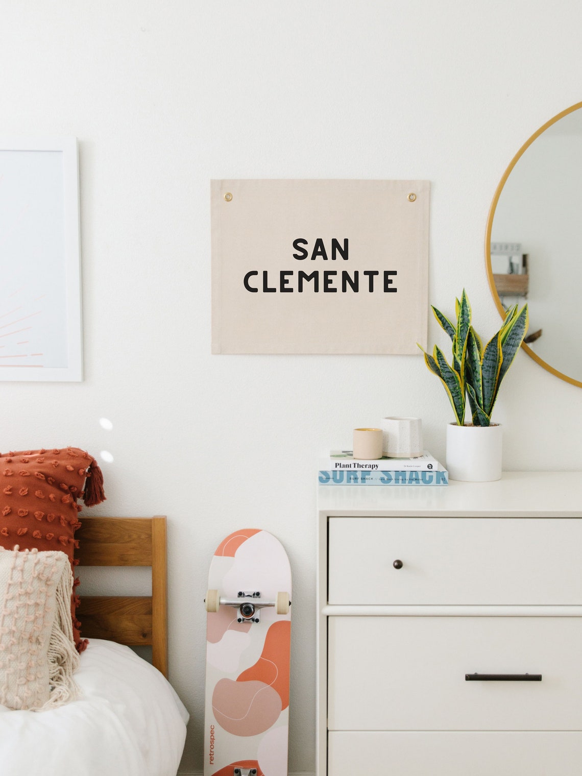 San Clemente Boho Surf Town Fabric Wall Hanging California Print