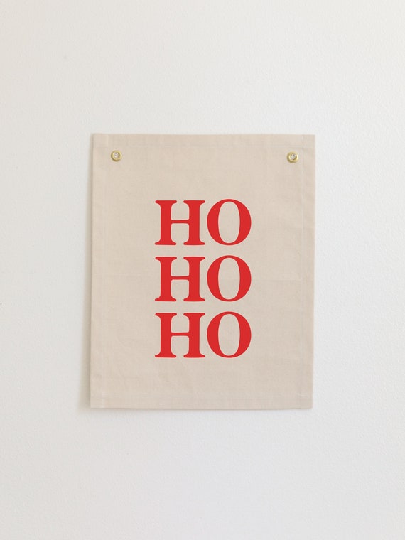 Ho Ho Ho Banner Holiday Pennant, Boho Christmas