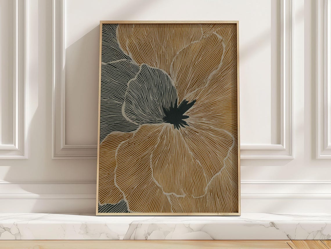 Mustard Yellow Abstract Flower Close Up Modern Bloom Wall Poster