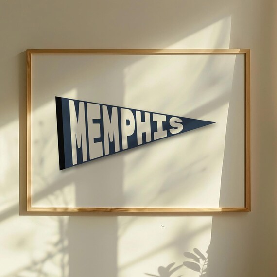Memphis Navy Pennant Flag Retro Collegiate Style Sports Print