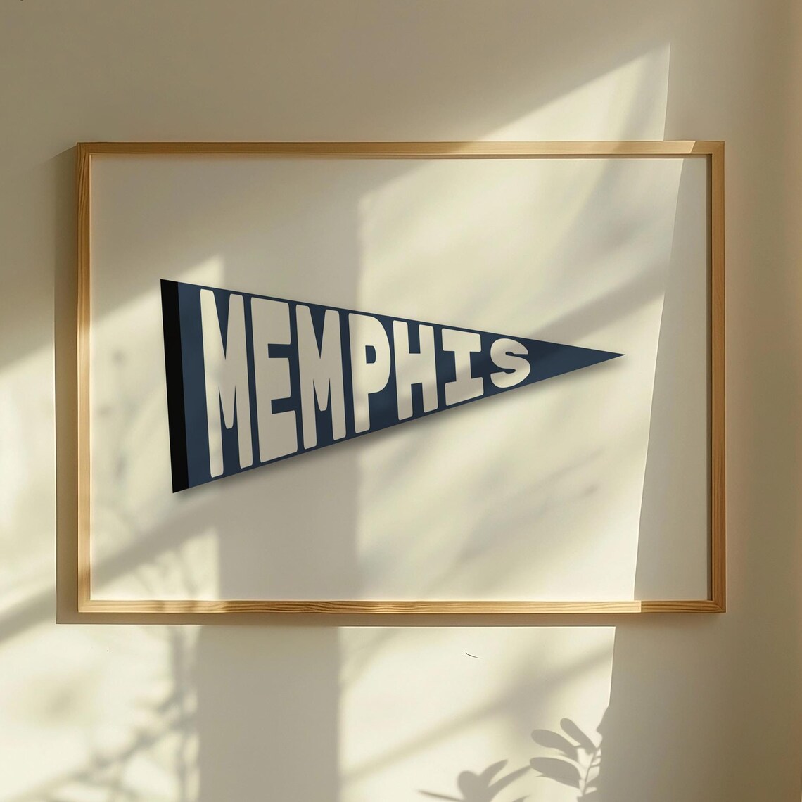 Memphis Navy Pennant Flag Retro Collegiate Style Sports Print