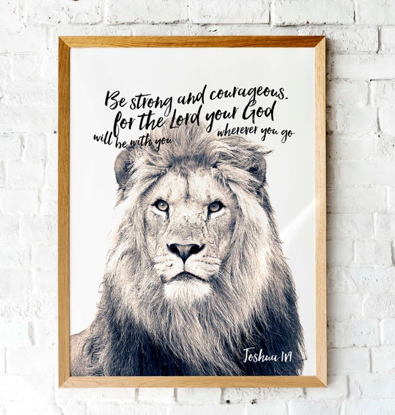 Bible Verse Lion Scripture Art Print