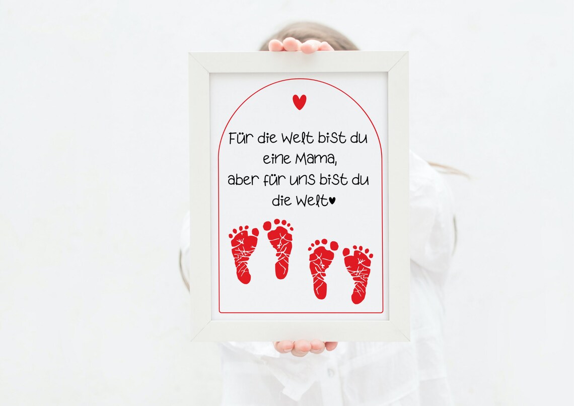 You Are Our World Mom Quote Footprint Family Keepsake Art Poster - Image 4