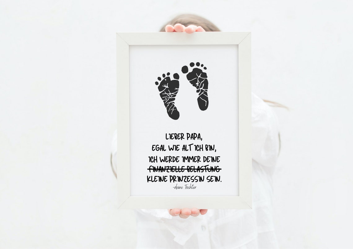 Funny Dad Quote Footprint Gift From Daughter Keepsake Art Poster - Image 3