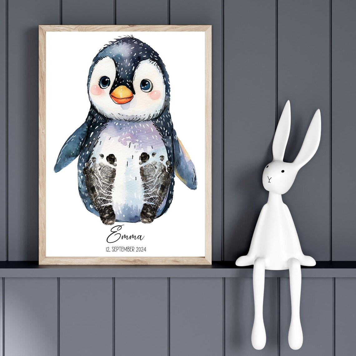Personalized Penguin Footprints Nursery Art Print - Image 3