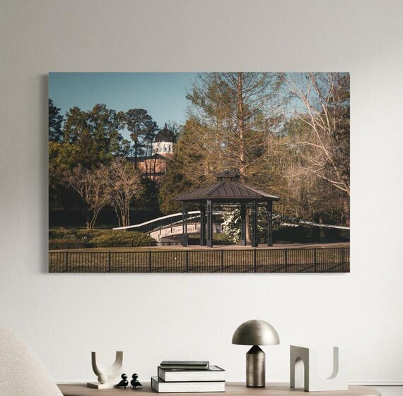 Pullen Park Raleigh Gazebo Bridge Autumn Trees Scenic Photo Wall Poster
