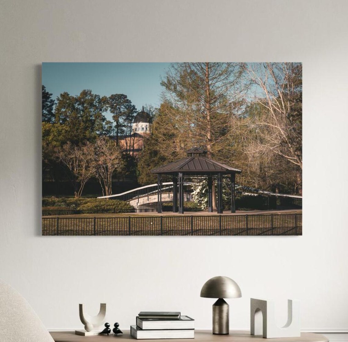 Pullen Park Raleigh Gazebo Bridge Autumn Trees Scenic Photo Wall Poster