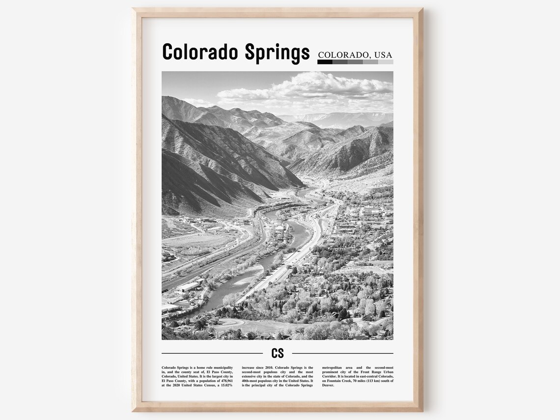 Colorado Springs Black And White Travel Poster