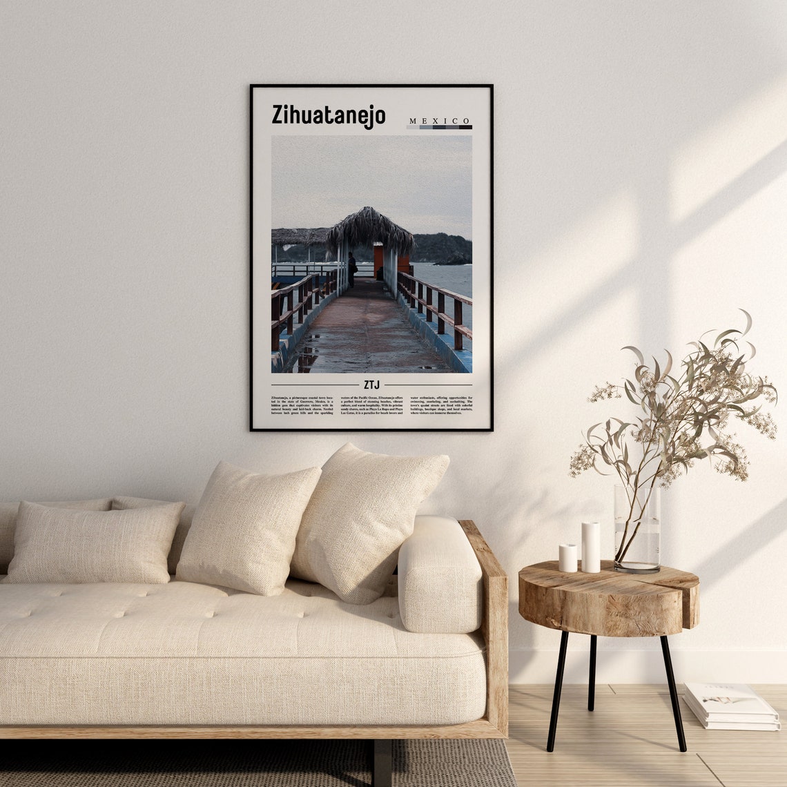 Zihuatanejo Poster Zihuatanejo Print Zihuatanejo Wall Art Minimal Travel Print Travel Destination Oil Painting Poster - Image 3
