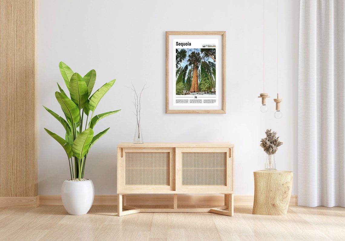 Sequoia Print Sequoia Poster Sequoia Wall Art Minimal Travel Print Minimal City Poster Travel Destination City Print Oil Painting Poster - Image 3