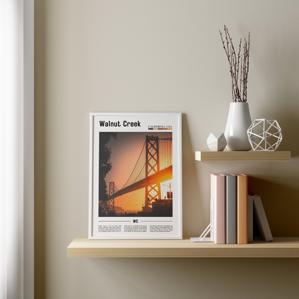 Walnut Creek Print Walnut Creek Poster Walnut Creek Wall Art Minimal Travel Print Minimal City Travel Poster Oil Painting Poster - Image 2