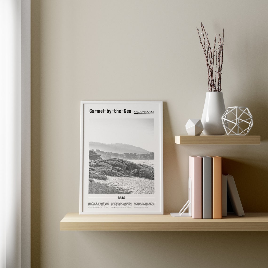 Carmel By The Sea Print Black And White Carmel By The Sea Poster Carmel By The Sea Wall Art Travel Poster City Artwork Travel Artwork - Image 3