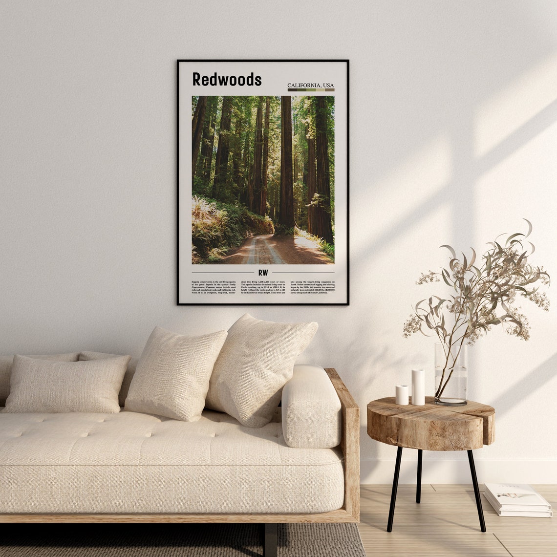Redwoods Print Redwoods Poster Redwoods Wall Art Minimal Travel Print Minimal City Poster Travel Destination Oil Painting Poster - Image 2