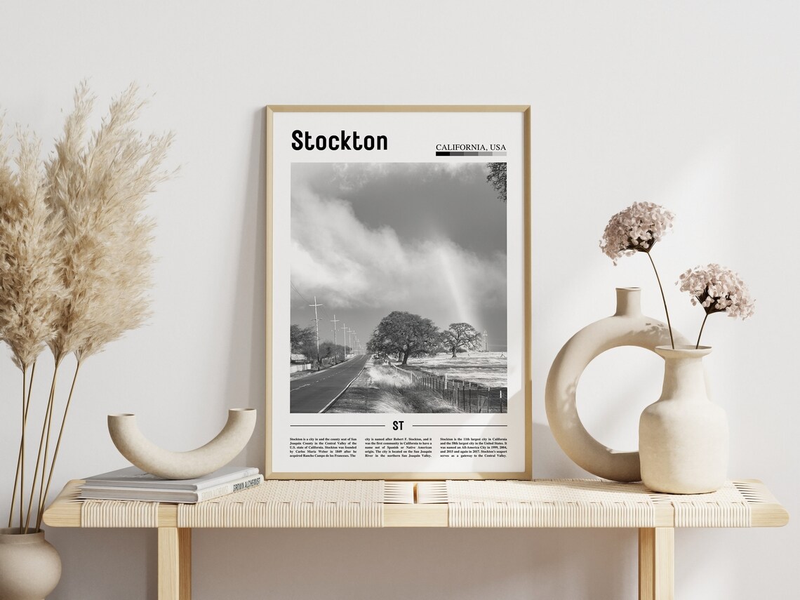 Stockton Poster Black And White Stockton Print Black And White Stockton Wall Art Minimal Travel Print Travel Poster - Image 6