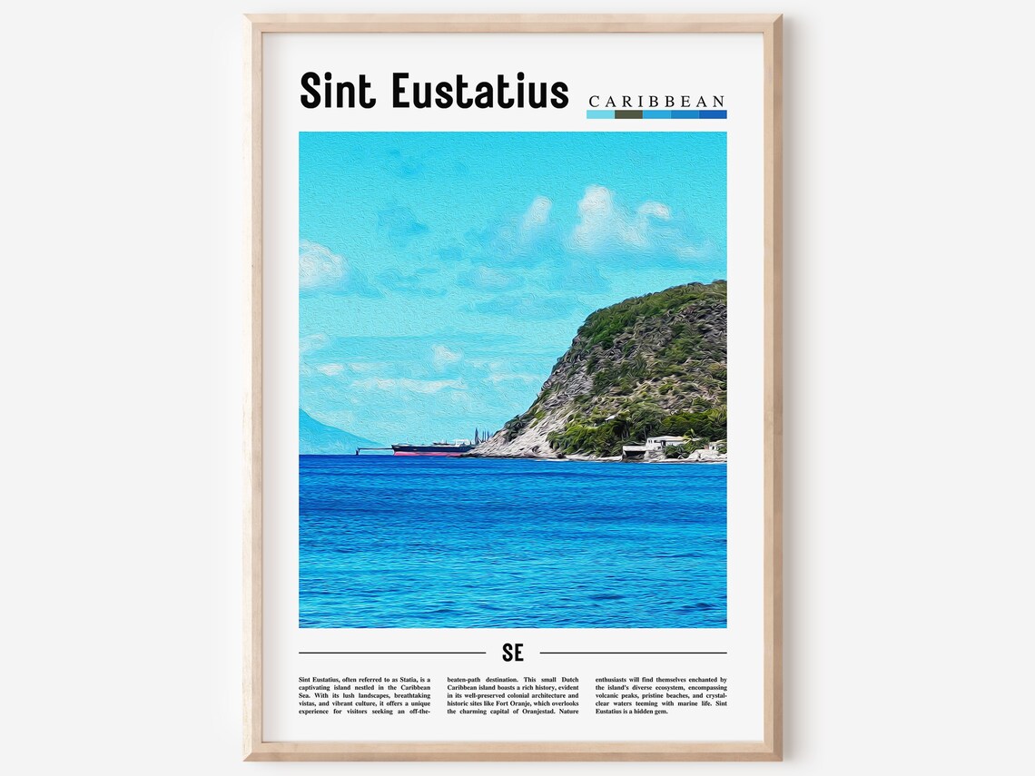 Sint Eustatius Travel Poster, Caribbean Photo