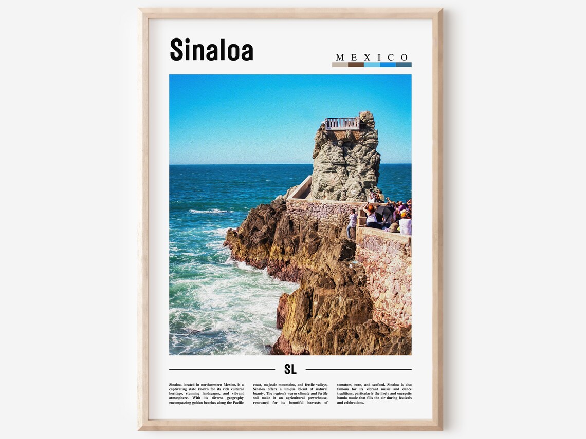 Sinaloa Minimal Travel Poster, Oil Painting