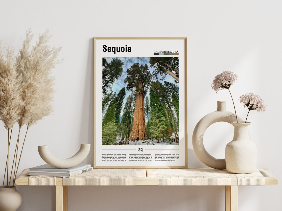 Sequoia Print Sequoia Poster Sequoia Wall Art Minimal Travel Print Minimal City Poster Travel Destination City Print Oil Painting Poster - Image 5