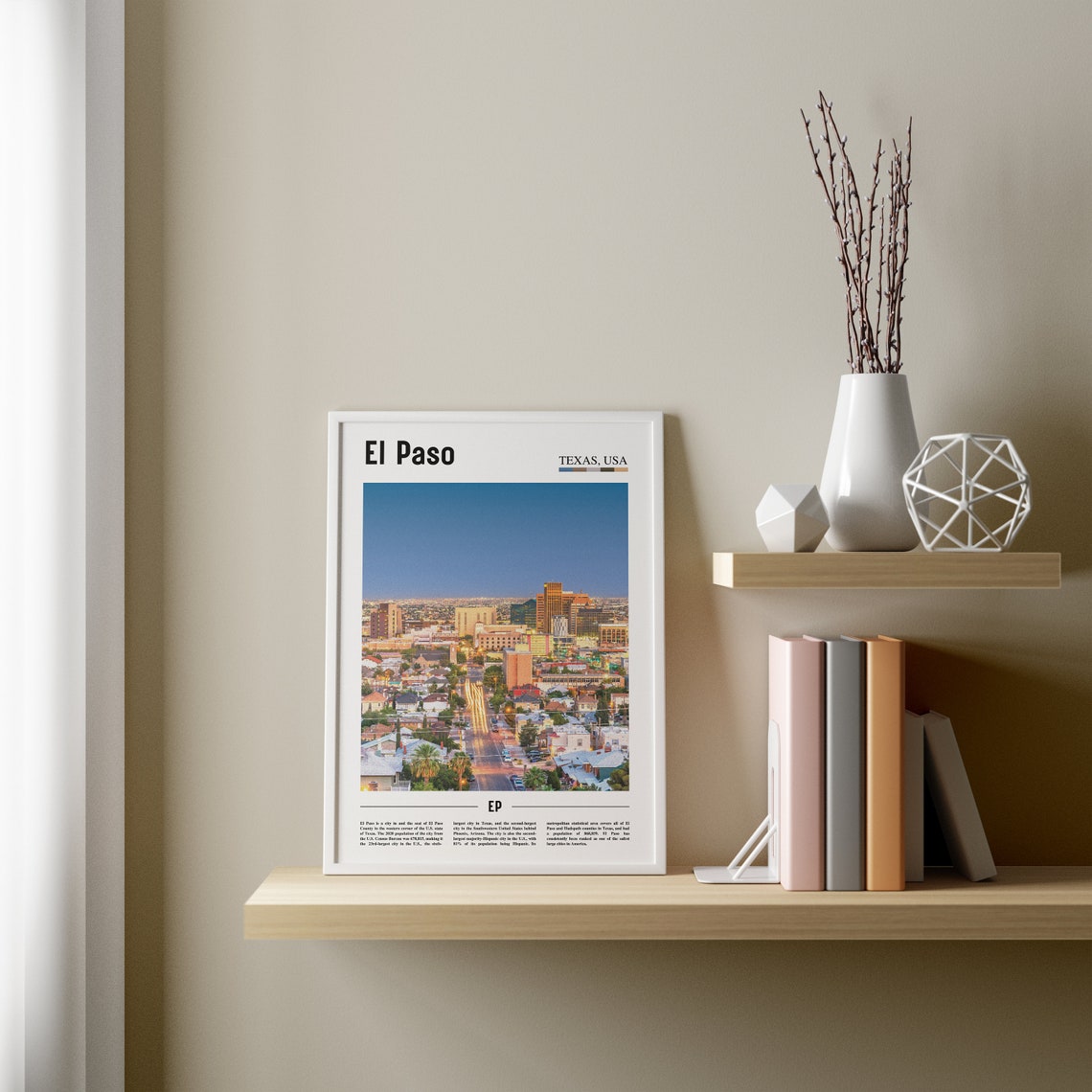 El Paso Print El Paso Poster El Paso Wall Art Oil Painting Poster Colorful City Print City Artwork Travel Artwork Travel Wall Art - Image 4