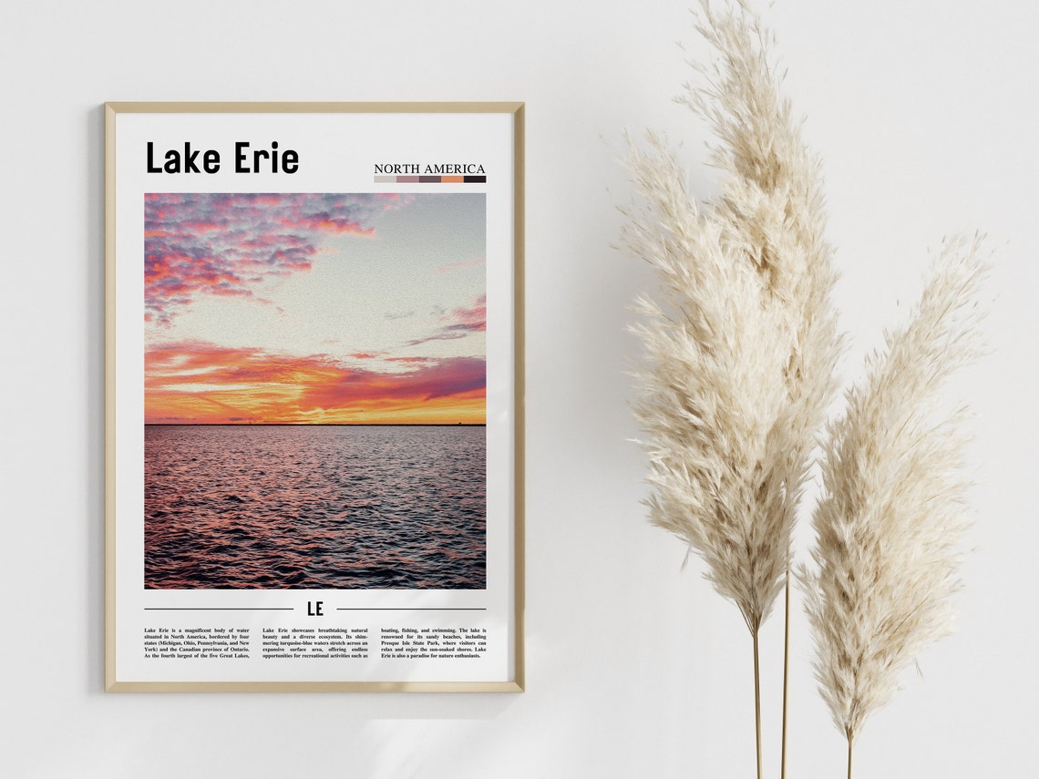 Lake Erie Poster Lake Erie Print Lake Erie Wall Art North America Photo North America Poster North America Print - Image 4