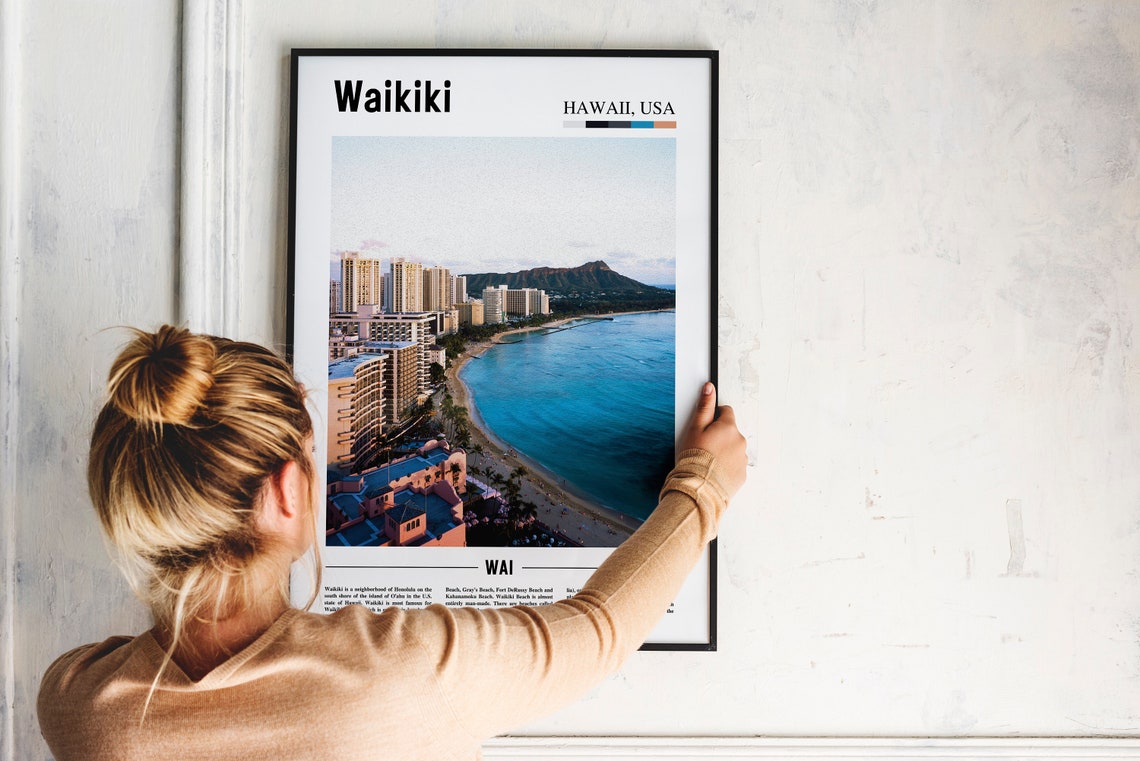 Waikiki Print Waikiki Poster Waikiki Wall Art Oil Painting Poster Colorful City Print City Artwork Travel Artwork Travel Wall Art - Image 4