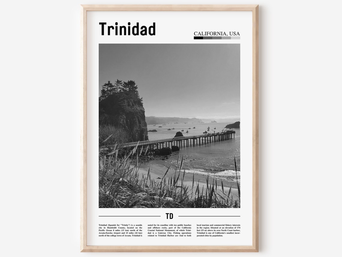 Trinidad Poster Black And White Trinidad Print Black And White Trinidad Wall Art Minimal Travel Print Travel Poster