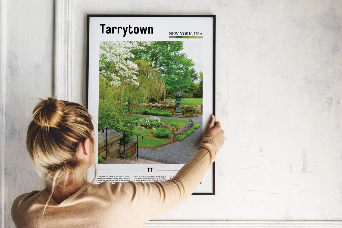 Tarrytown Print Tarrytown Poster Tarrytown Wall Art Oil Painting Poster Colorful City Print City Artwork Travel Artwork Travel Wall Art - Image 4