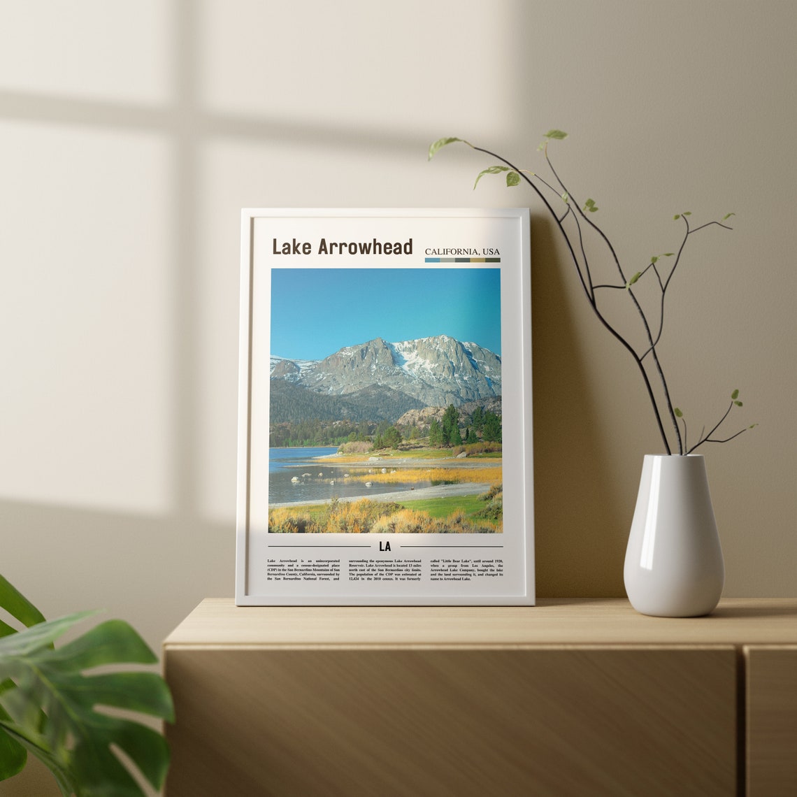 Lake Arrowhead Print Lake Arrowhead Poster Lake Arrowhead Wall Art Oil Painting Poster Colorful City Print Travel Artwork Travel Wall Art - Image 3