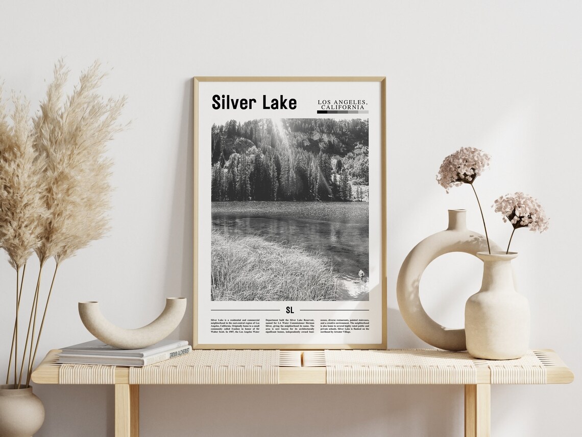 Silver Lake, Black And White Travel Poster - Image 6