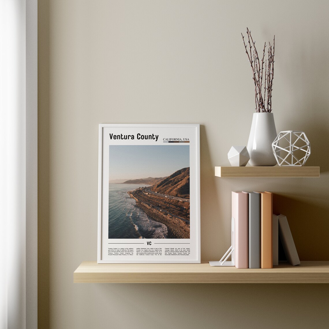 Ventura County Print Ventura County Poster Ventura County Wall Art Minimal Travel Print Minimal Poster Destination Oil Painting Poster - Image 2
