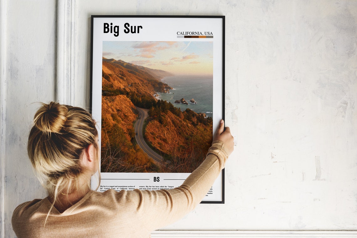 Big Sur Print Big Sur Poster Big Sur Wall Art Minimal Travel Print Minimal City Poster Travel Destination City Print Oil Painting Poster - Image 4