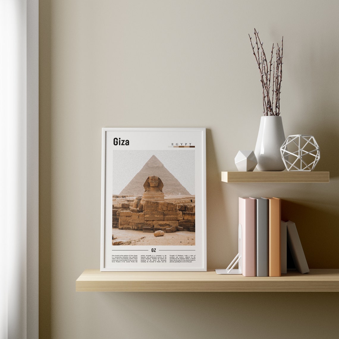 Giza Poster Giza Print Giza Wall Art Minimal Travel Print Travel Destination Oil Painting Poster - Image 4