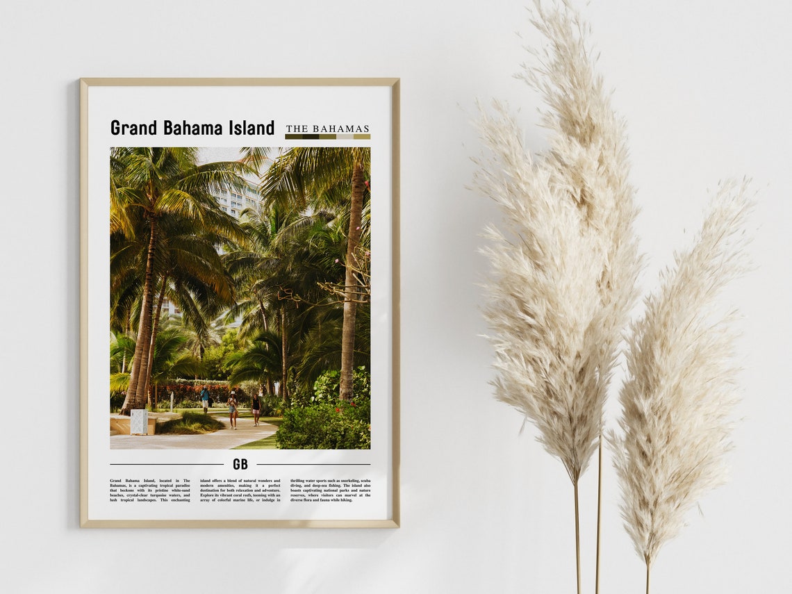 Grand Bahama Island Poster Grand Bahama Island Print Grand Bahama Island Wall Art Minimal Travel Print Oil Painting Poster - Image 4