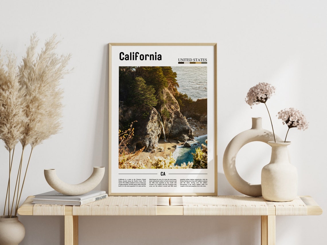 California Poster California Print California Wall Art Minimal Travel Print Minimal City Poster Travel Destination Oil Painting Poster - Image 5