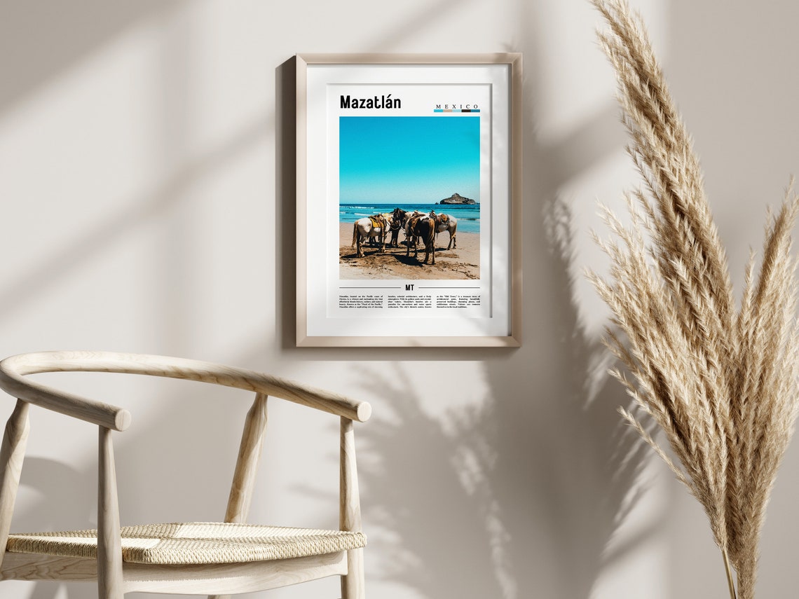 Mazatln Poster Mazatln Print Mazatln Wall Art Minimal Travel Print Travel Destination Oil Painting Poster - Image 2