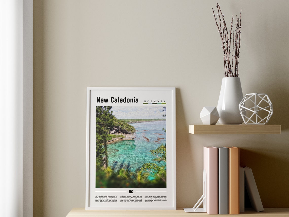 New Caledonia Poster New Caledonia Print New Caledonia Wall Art Minimal Travel Print Travel Destination Oil Painting Poster - Image 3