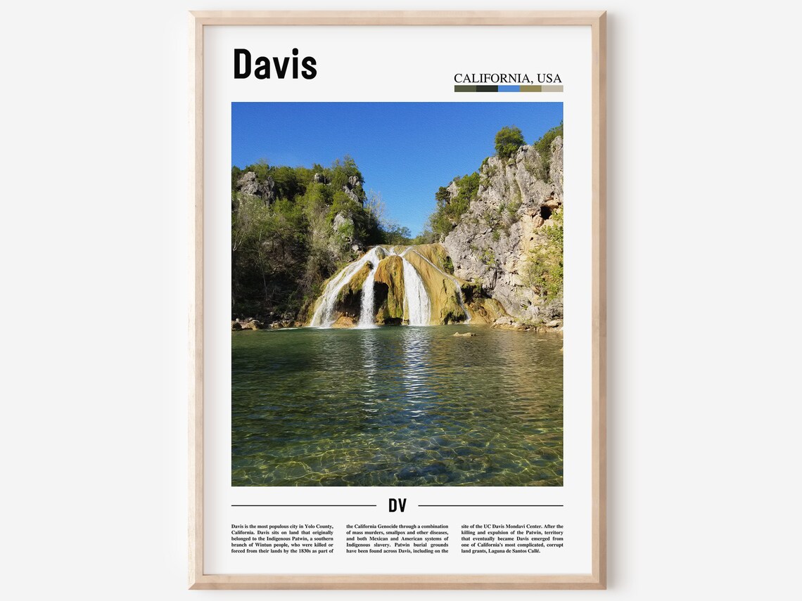 Davis Print Davis Poster Davis Wall Art Minimal Travel Print Minimal City Poster Travel Destination City Print Oil Painting Poster