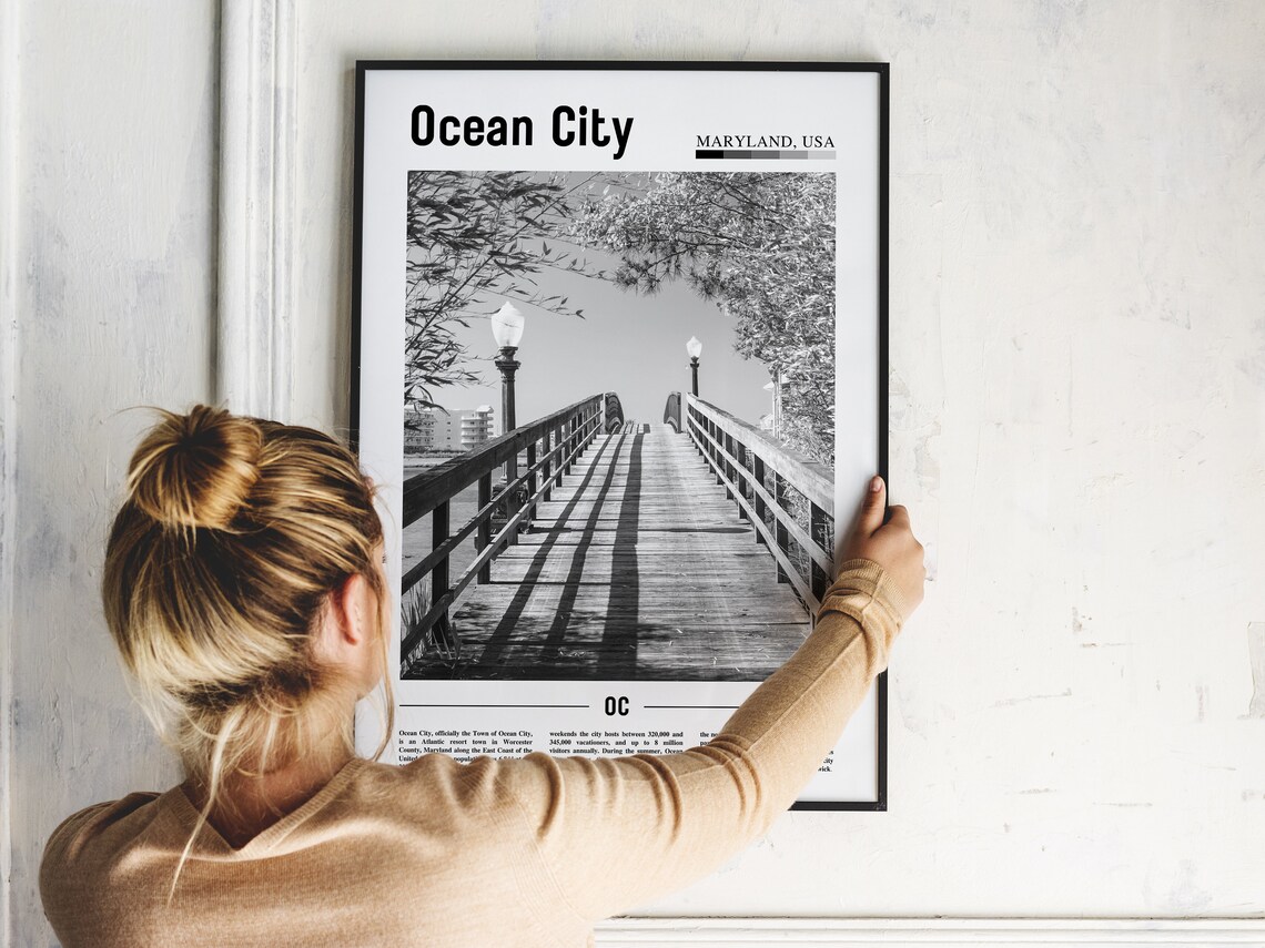 Ocean City Black And White Travel Poster - Image 5