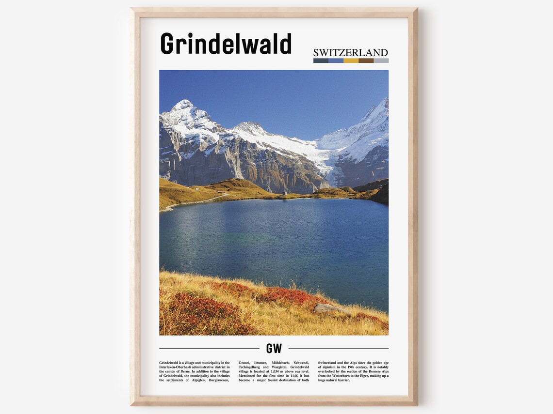 Grindelwald Print Grindelwald Poster Grindelwald Wall Art Oil Painting Poster City Print City Artwork Travel Artwork Travel Wall Art