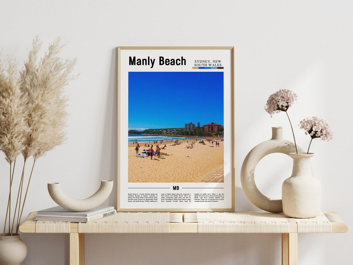 Manly Beach Print Manly Beach Poster Manly Beach Wall Art Minimal Travel Print Minimal City Poster Travel Destination Oil Painting Poster - Image 6
