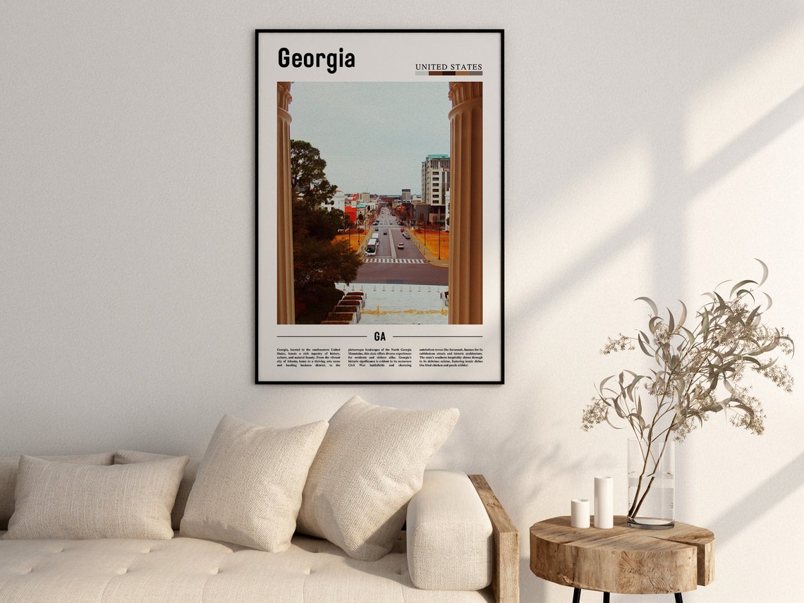 Georgia Poster Georgia Print Georgia Wall Art Minimal Travel Print Travel Destination Oil Painting Poster - Image 2