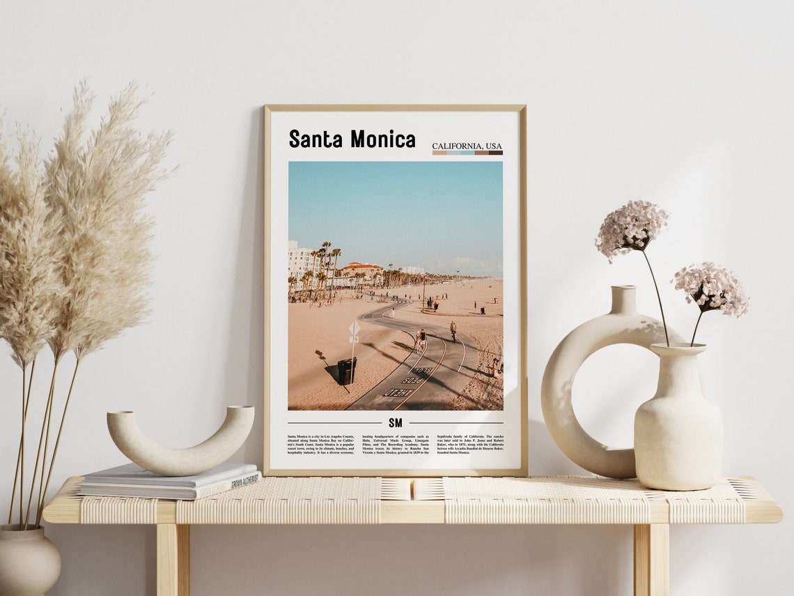 Santa Monica Print Santa Monica Poster Santa Monica Wall Art Minimal Travel Print Minimal City Poster Destination Oil Painting Poster - Image 6