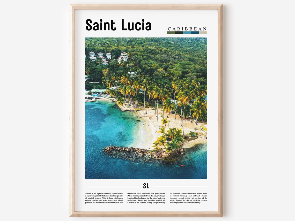 Saint Lucia Travel Poster, Caribbean Photo Print