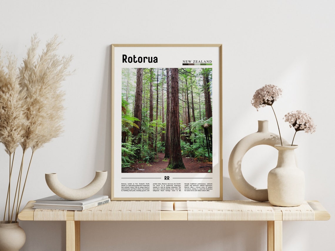 Rotorua Poster Rotorua Print Rotorua Wall Art Minimal Travel Print Travel Destination Oil Painting Poster - Image 6