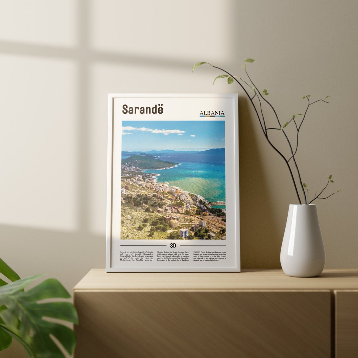 Sarande Print Sarande Poster Sarande Wall Art Oil Painting Poster Colorful City Print City Artwork Travel Artwork Travel Wall Art - Image 2