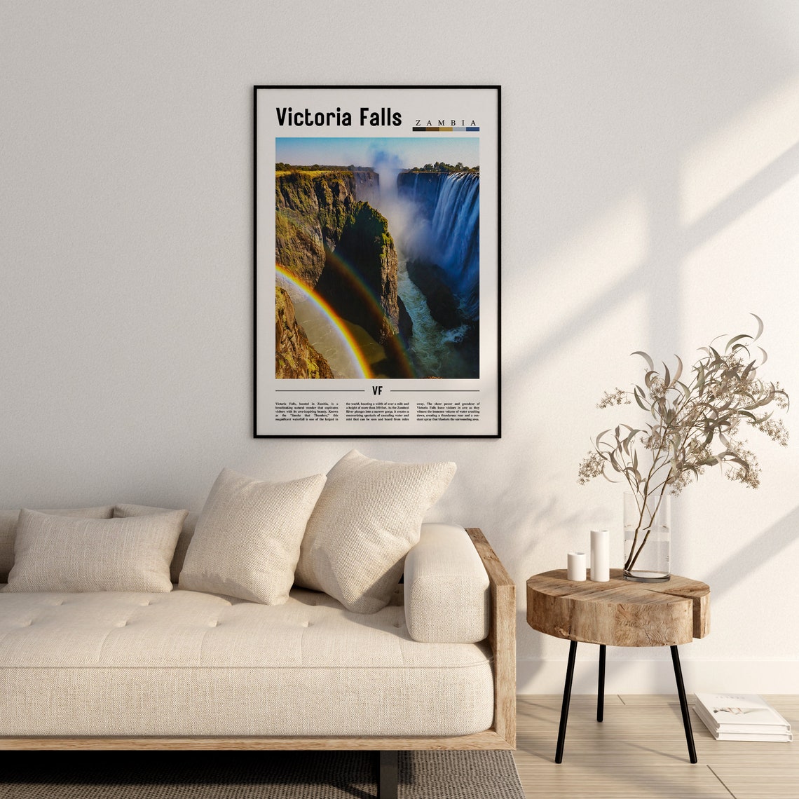 Victoria Falls Poster Victoria Falls Print Victoria Falls Wall Art Minimal Travel Print Travel Destination Oil Painting Poster - Image 3